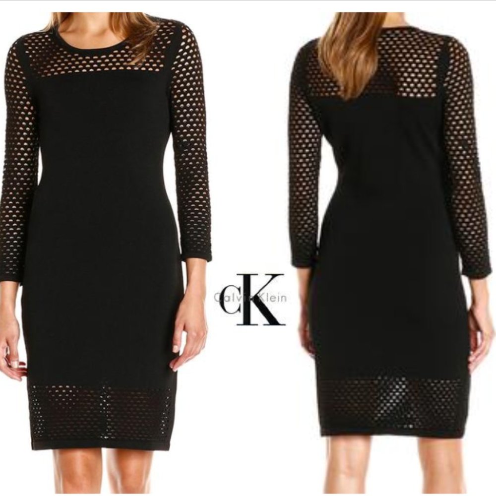 Calvin Klein Fishnet Sweater Dress — Size S